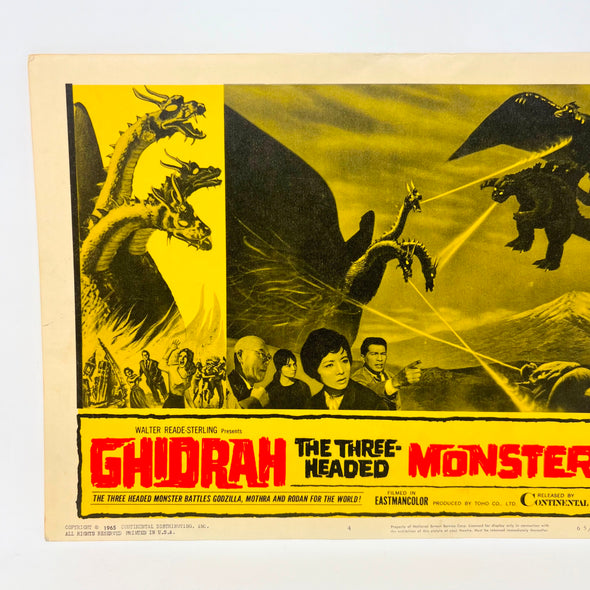 1965 Ghidrah The Three Headed Monsters Godzilla Mothra Rodan Movie Lobby Card 4