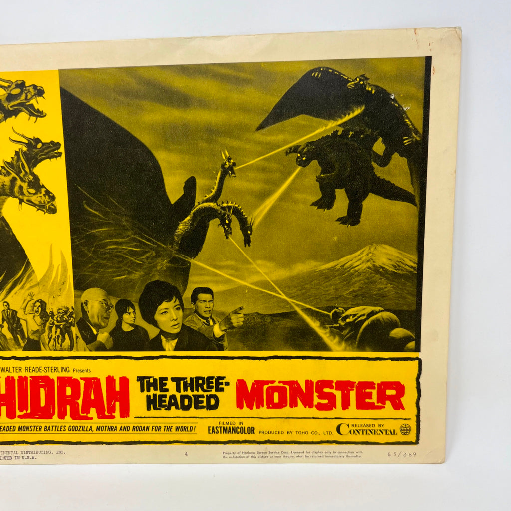 1965 Ghidrah The Three Headed Monsters Godzilla Mothra Rodan Movie Lobby Card 4