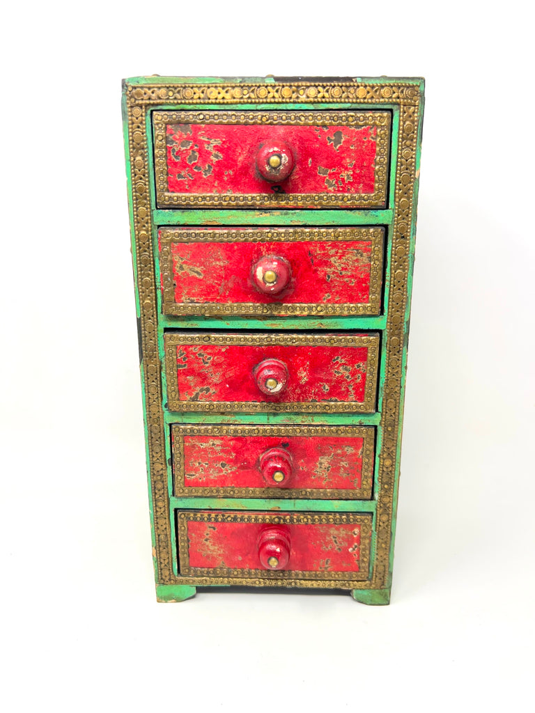 2014 Cost Plus World Market Wooden Jewelry Box 5 Drawer Organizer