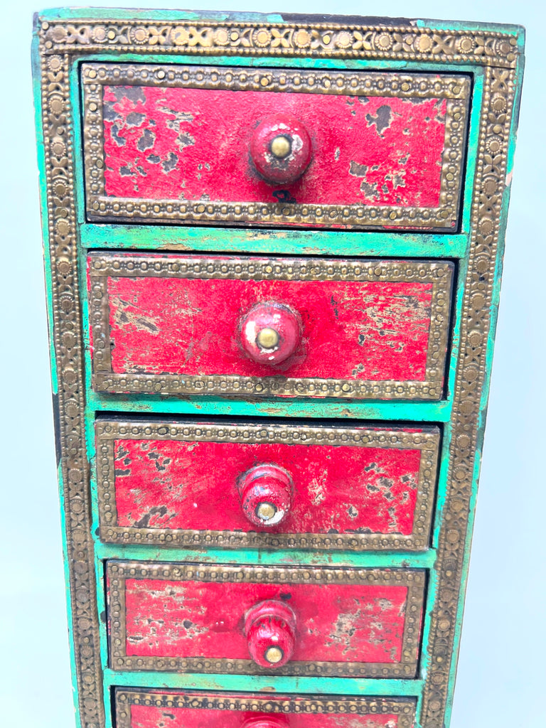 2014 Cost Plus World Market Wooden Jewelry Box 5 Drawer Organizer