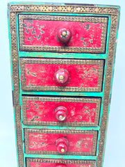 2014 Cost Plus World Market Wooden Jewelry Box 5 Drawer Organizer