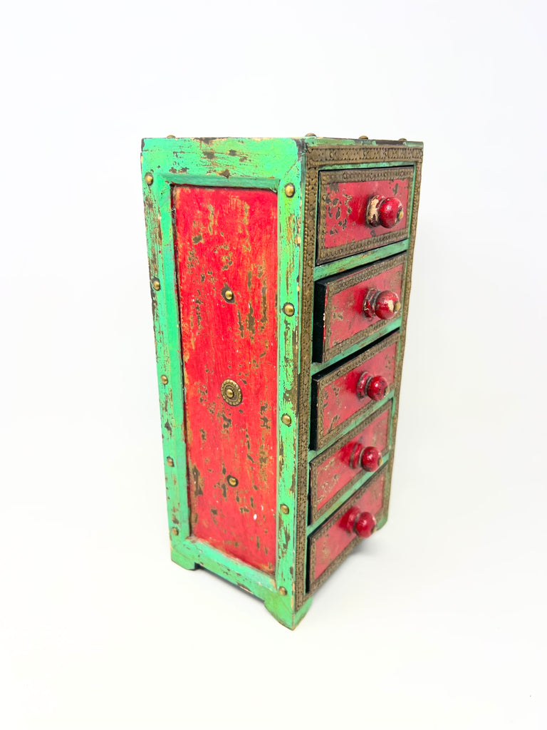2014 Cost Plus World Market Wooden Jewelry Box 5 Drawer Organizer