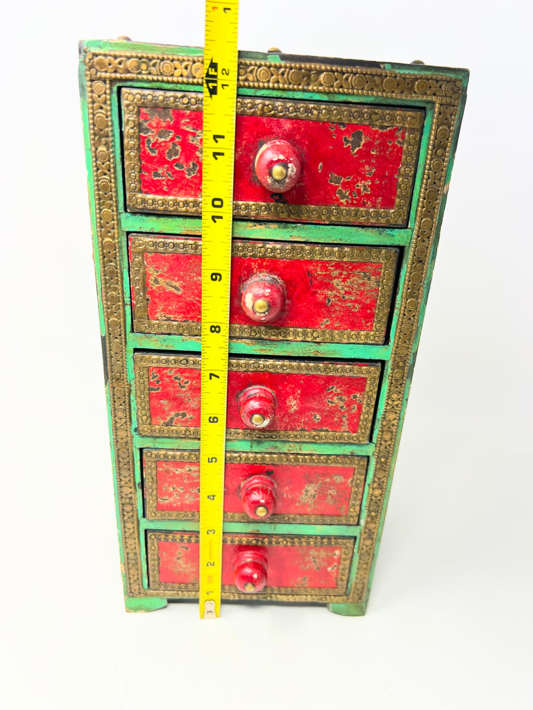 2014 Cost Plus World Market Wooden Jewelry Box 5 Drawer Organizer