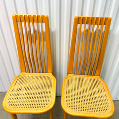 Italian 1970's Set of 2 Maple and Cane Dining Chairs