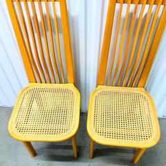 Italian 1970's Set of 2 Maple and Cane Dining Chairs