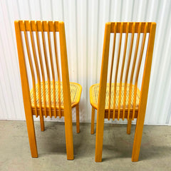Italian 1970's Set of 2 Maple and Cane Dining Chairs
