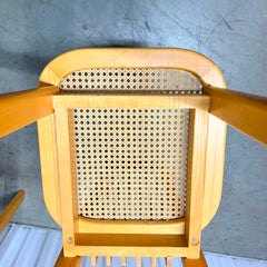 Italian 1970's Set of 2 Maple and Cane Dining Chairs