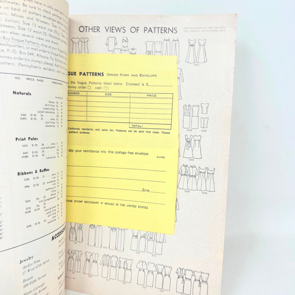 Vintage Vogue Pattern Book June July 1962