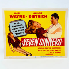 1954 Seven Sinners John Wayne Marlene Dietrich Collectible Movie Lobby Card (a)