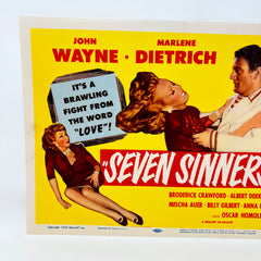 1954 Seven Sinners John Wayne Marlene Dietrich Collectible Movie Lobby Card (a)