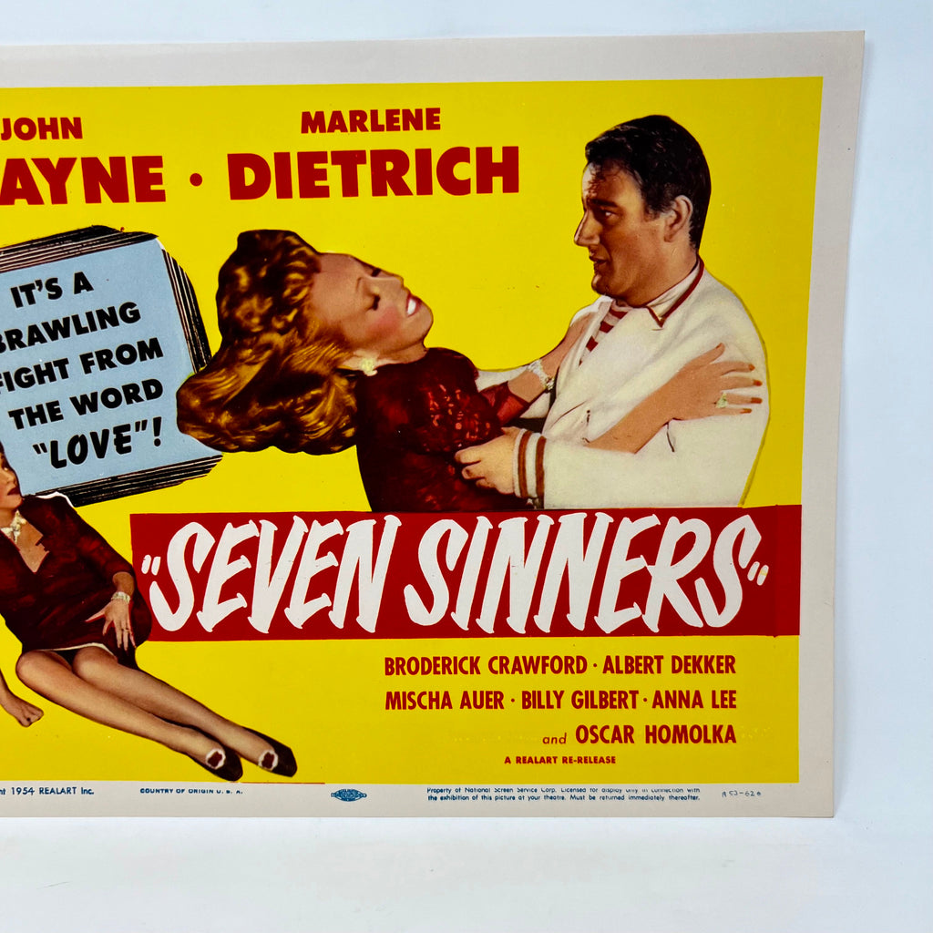 1954 Seven Sinners John Wayne Marlene Dietrich Collectible Movie Lobby Card (a)