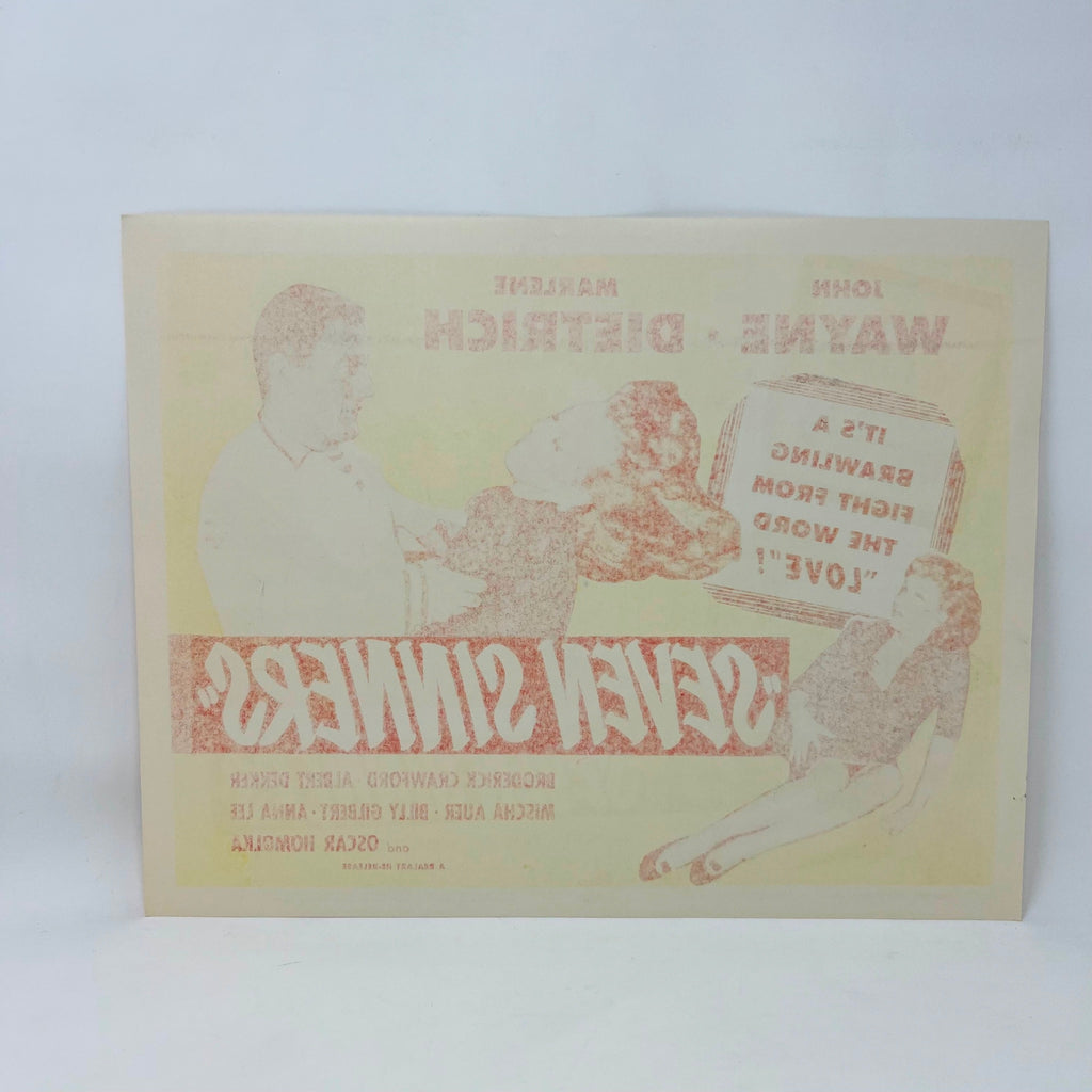 1954 Seven Sinners John Wayne Marlene Dietrich Collectible Movie Lobby Card (a)