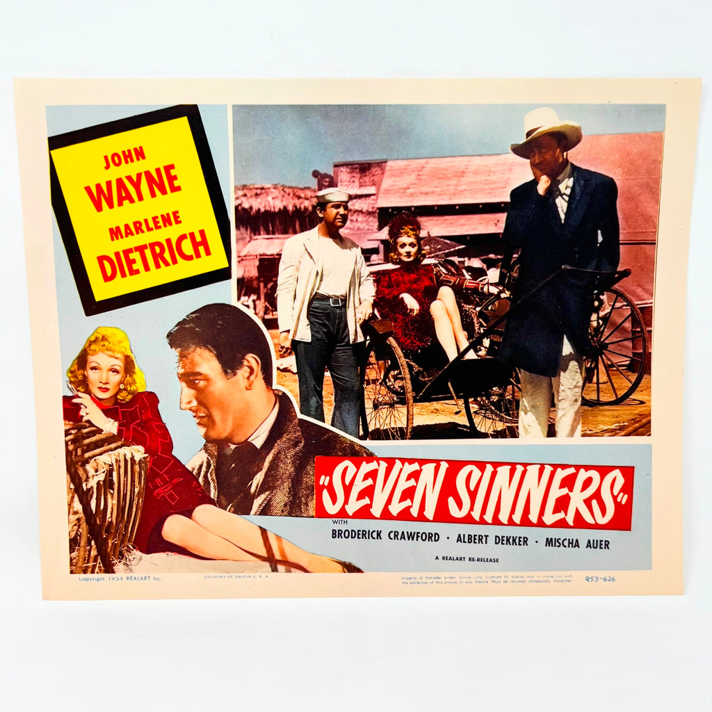 1954 Seven Sinners John Wayne Marlene Dietrich Collectible Movie Lobby Card (b)