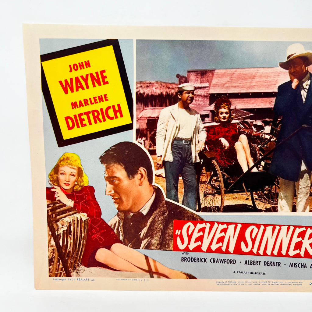 1954 Seven Sinners John Wayne Marlene Dietrich Collectible Movie Lobby Card (b)
