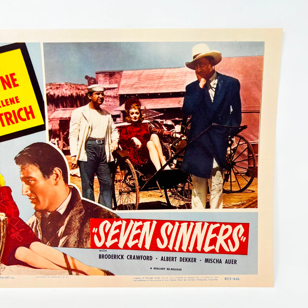 1954 Seven Sinners John Wayne Marlene Dietrich Collectible Movie Lobby Card (b)