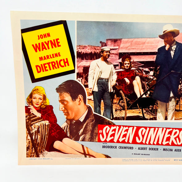 1954 Seven Sinners John Wayne Marlene Dietrich Collectible Movie Lobby Card (c)