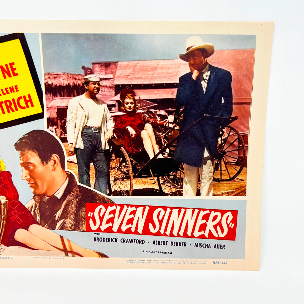 1954 Seven Sinners John Wayne Marlene Dietrich Collectible Movie Lobby Card (c)