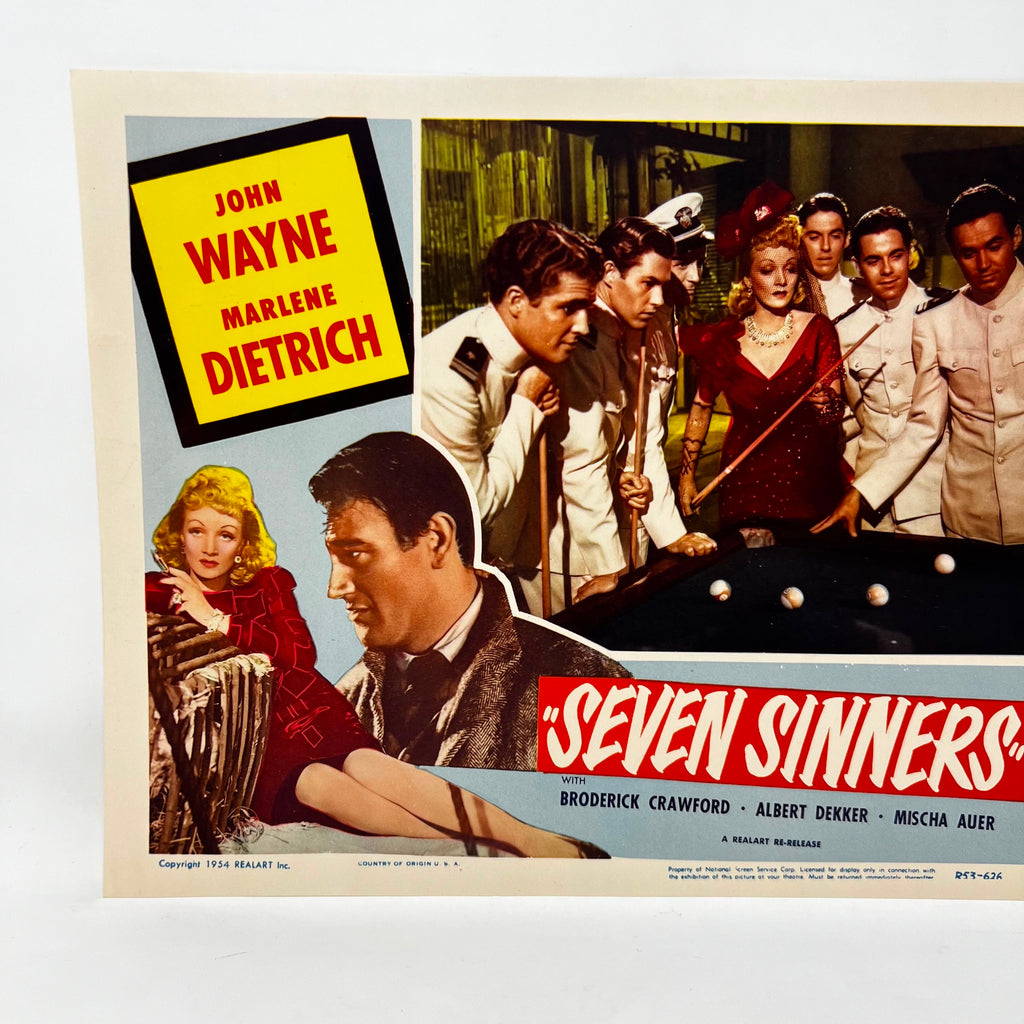 1954 Seven Sinners John Wayne Marlene Dietrich Collectible Movie Lobby Card (d)