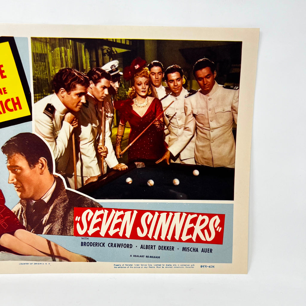 1954 Seven Sinners John Wayne Marlene Dietrich Collectible Movie Lobby Card (d)
