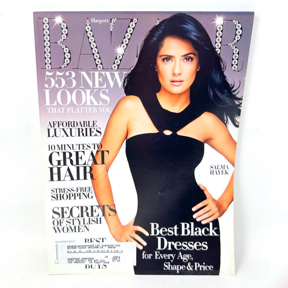 HARPER'S BAZAAR Magazine December 2003 Best Black Dress Salma Hayek Cover Label