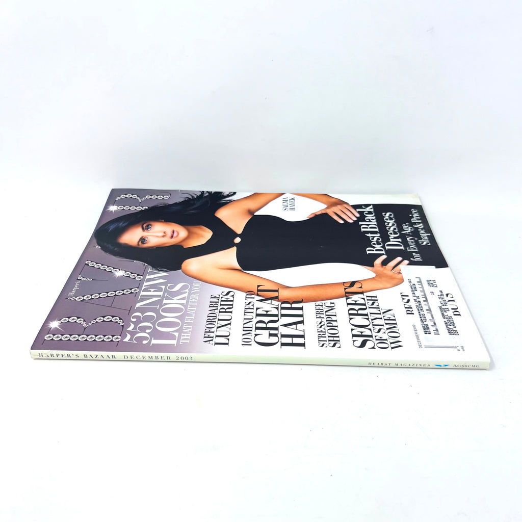 HARPER'S BAZAAR Magazine December 2003 Best Black Dress Salma Hayek Cover Label