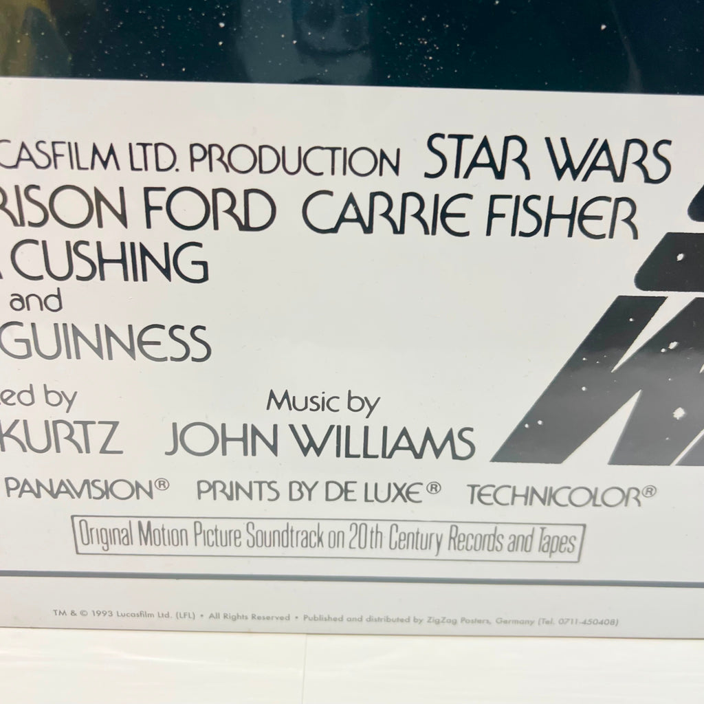 Vintage 1993 Star Wars  Re-Release Zig Zag Germany Poster 24 x 36 Inches