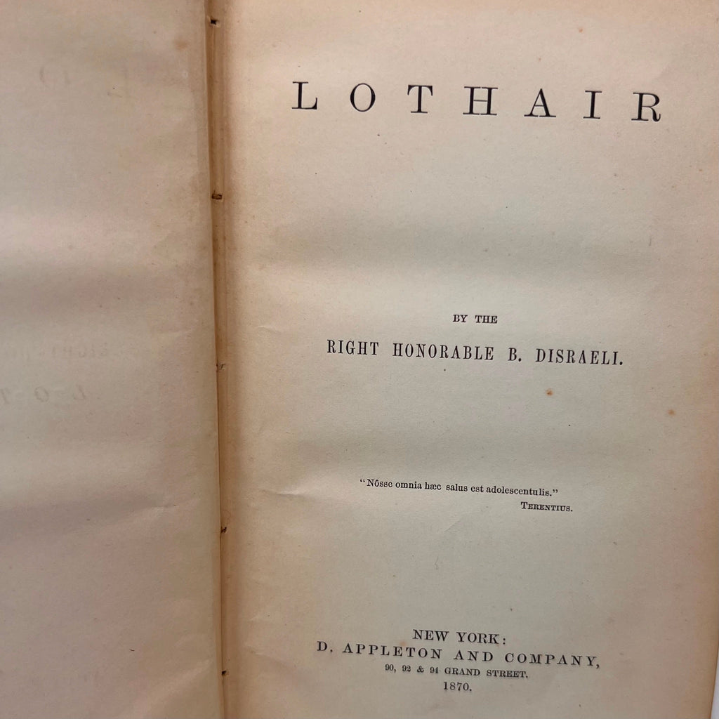 Lothair By Disraeli Hardcover book