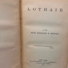 Lothair By Disraeli Hardcover book