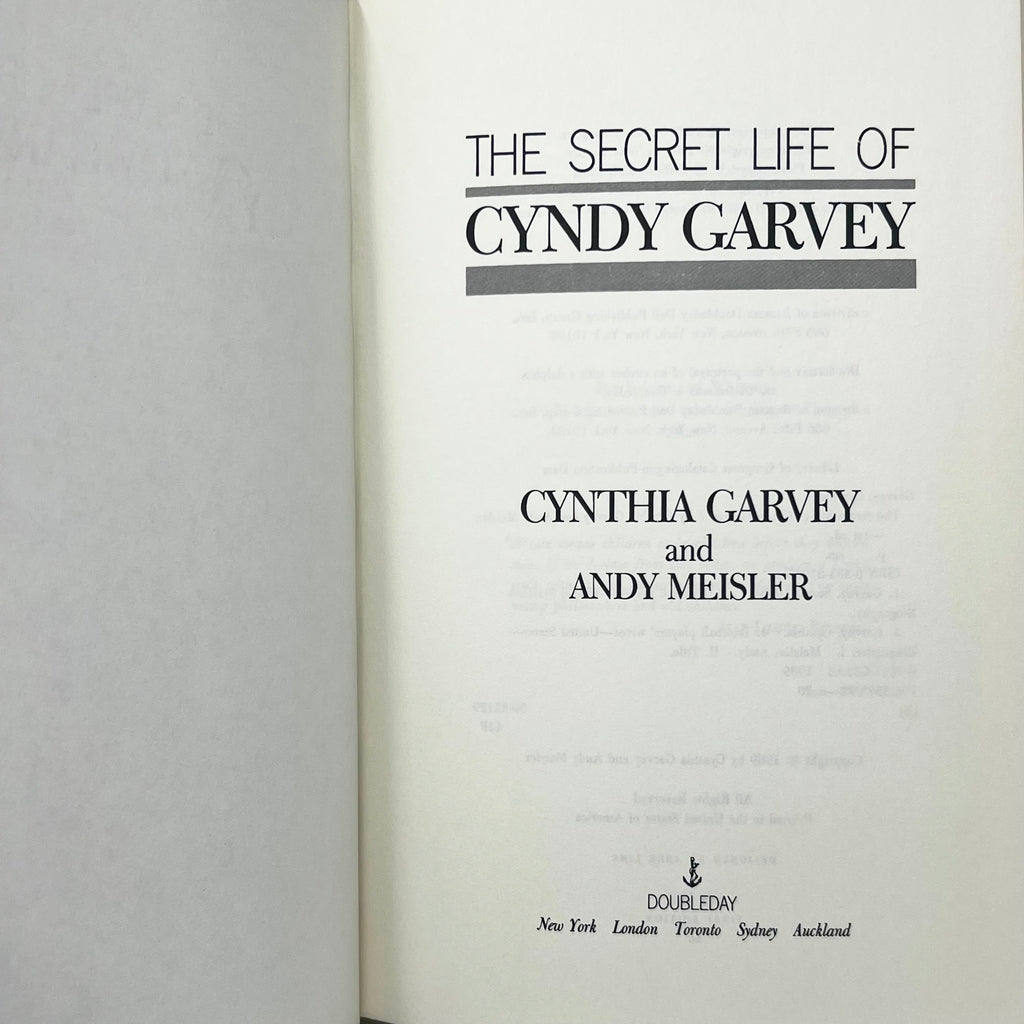 The Secret Life of Cyndy Garvey and Andy Meisler Hardcover Book First Edition