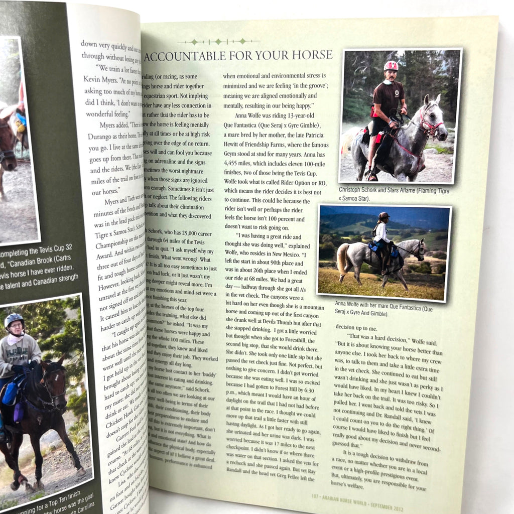 Arabian Horse World September 2012 Vol. 52 No.12 Horse Magazine