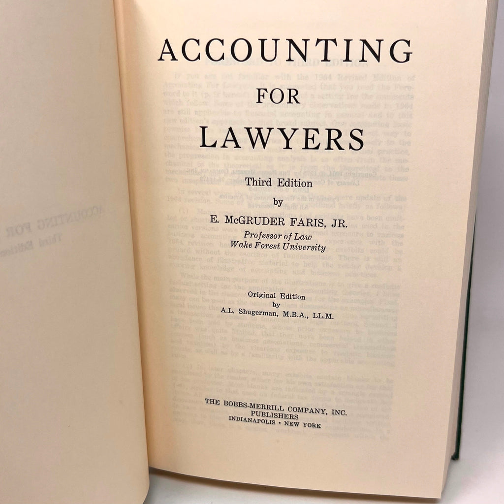 1975 Accounting For Lawyers Third Edition E. Mcgruder Faris Jr.
