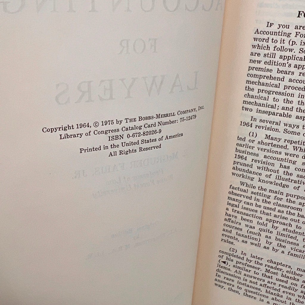 1975 Accounting For Lawyers Third Edition E. Mcgruder Faris Jr.