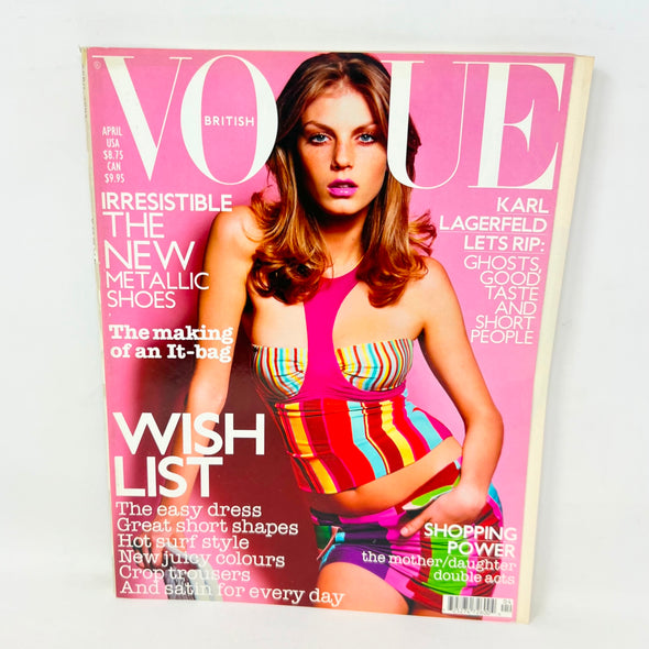 Vogue Magazine British April 2003 Angela Lindvall model cover