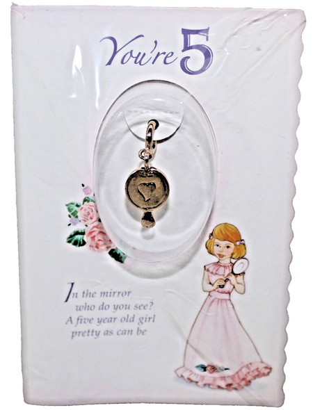 Mirror Birthday Charm You’re 5  Growing Up Girls Enesco Brand New